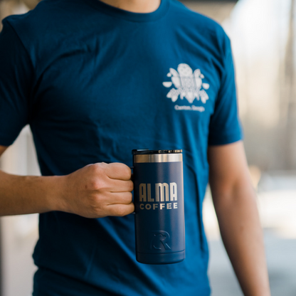 dark blue alma coffee tee